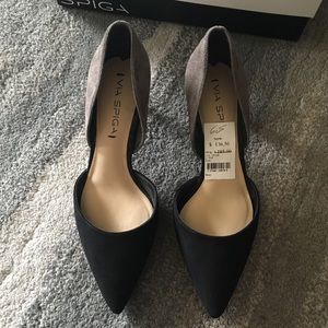 Via Spiga V-Ava Black/Steel Suede Pumps size 36.5